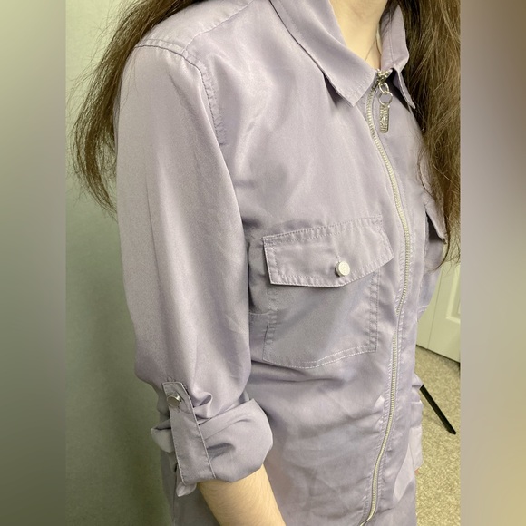 MICHAEL KORS lavender zip down shirt, size 10 - Picture 2 of 12